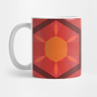 Retro Mandala Flower Red Orange and Green Mug